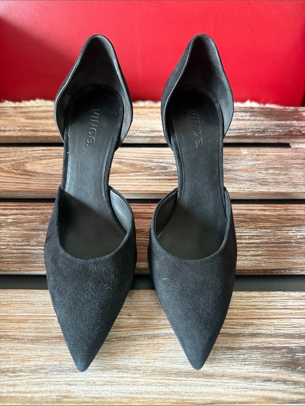 Vince Black Pointed D'Orsay Pumps